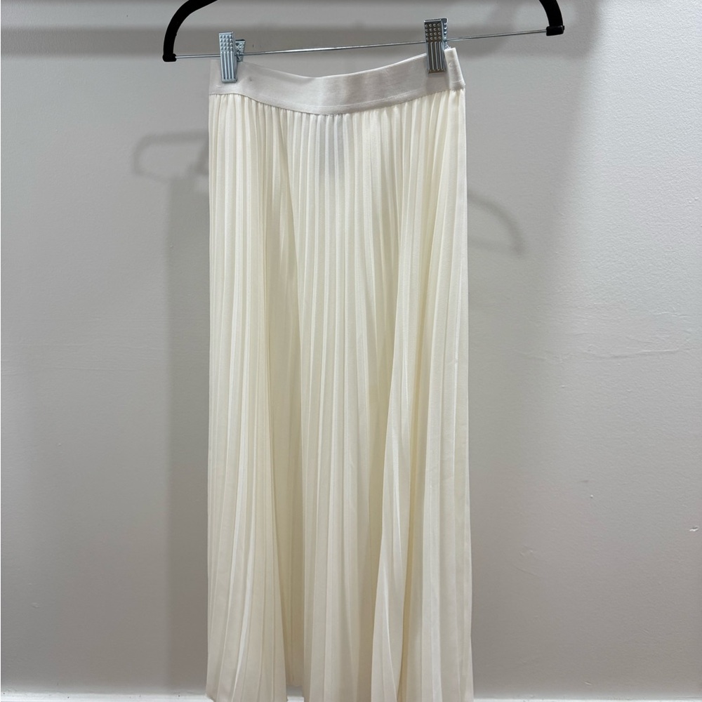 H&M Cream Midi Pleated Skirt